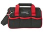 Een zwarte gereedschapstas met rode details en het merk Powerfix.