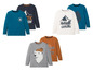 Een set van drie jongens longsleeves met berg- en berenprints.