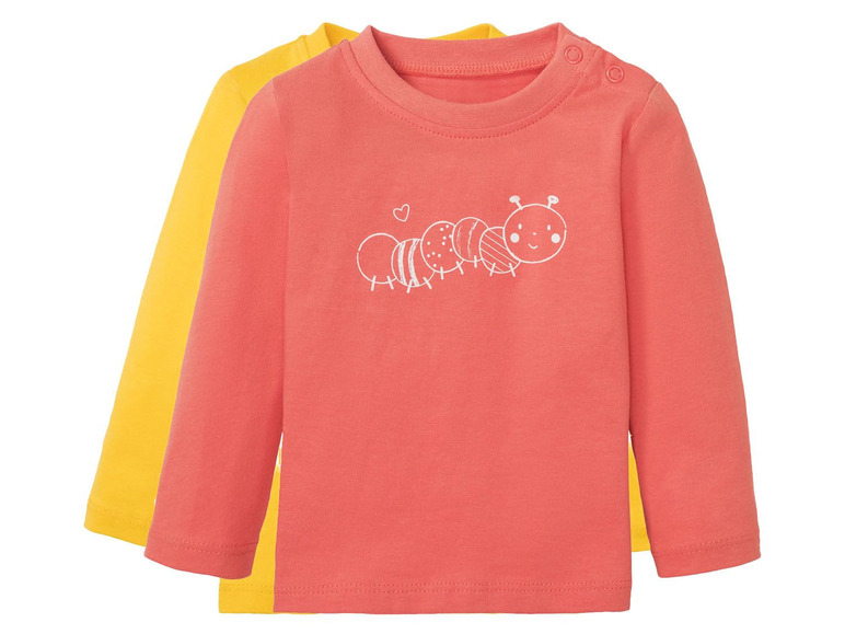 Twee langarmige baby-T-shirts met een lieve rups.