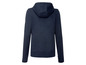 Een donkerblauwe hoodie met capuchon.