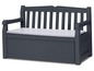 Kistbank met zitting en opslagruimte, in donkergrijs.
