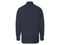 Een donkerblauw overhemd met lange mouwen.