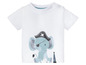 Wit baby t-shirt met een schattig olifantje in piratenkostuum.