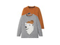 Twee longsleeve shirts voor jongens, één met een ijsbeer en één met een vlag.