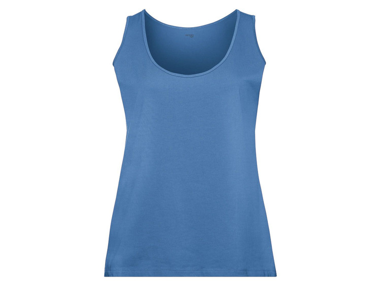 Een blauwe, dames tanktop.