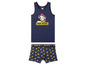 Een blauwe tanktop en boxershort met Paw Patrol print.
