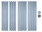 Drie lichtblauwe gordijnen met oogjes