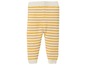Geel-wit gestreepte leggings voor baby's.