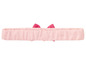Een roze haarband met een roze strik.