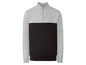 Een grijs en zwart sweatshirt met een halve rits.