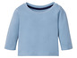 Een lichtblauwe longsleeve voor baby's.