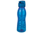 Een blauwe waterfles met een dop.