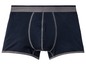 Donkerblauwe boxershorts met grijze tailleband.