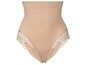 Beige high-waist slip met kant.
