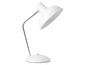 Een witte bureaulamp met een metalen arm.