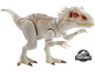 Een witte Jurassic World Indoraptor-actiefiguur.