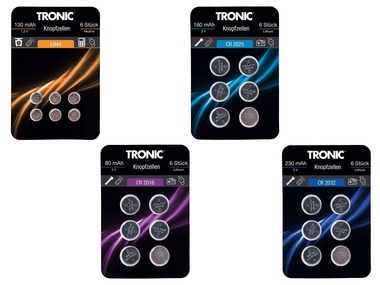 TRONIC® Knoopcelbatterijen, 6 stuks
