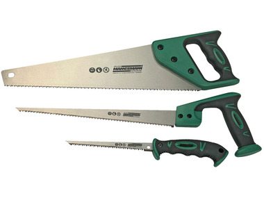 BRÜDER MANNESMANN Zaag, 3-delige set, zaagblad van mangaanstaal, met softgrip handgrepen