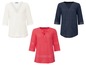 Drie effen shirts met v-hals en kant details.