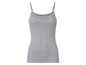 Een grijze tanktop met kantdetail.
