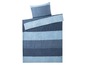 Blauwe gestreepte dekbedovertrek met bijpassende kussenslopen.