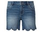 Blauwe denim shorts met een gegolfde zoom.