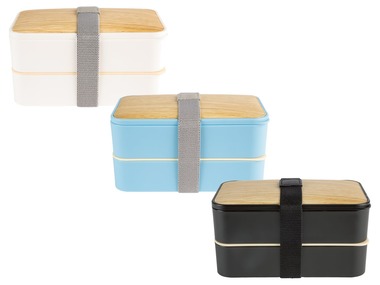 ERNESTO® Lunchtrommel, 2 compartimenten, incl. 3-delig bestek