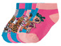 Een set roze en blauwe sokken met LOL Surprise-personages.