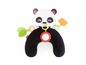Een panda-vormige babyzit- en speelmat met diverse speeltjes, van het merk Fisher-Price.