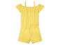 Gele jumpsuit met schouderbandjes voor meisjes.
