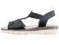 Donkerblauwe sandalen met een elastische band en een plateauzool.