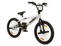 Een witte Big Shaggy BMX-fiets met zwarte wielen.