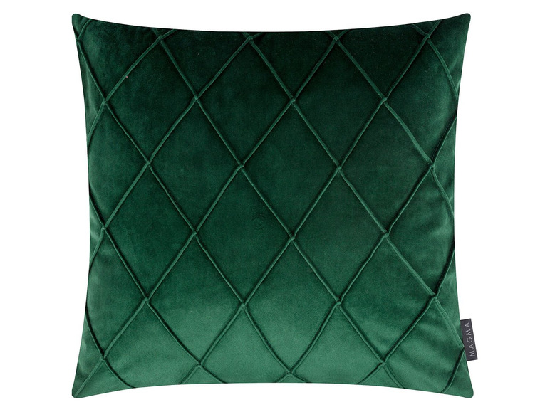 Groen fluwelen kussen met ruitpatroon van het merk Magma.