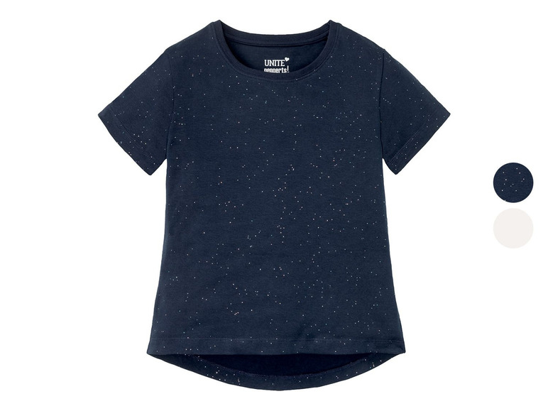 Een donkerblauw T-shirt met glitters van Unite.