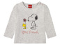 Een grijze longsleeve met Snoopy en Woodstock.