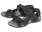 Twee paar blauwe sandalen met gespen