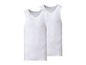 Twee witte V-hals tanktops.