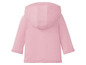 Een roze longsleeve met capuchon voor baby's.