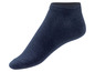 Een donkerblauwe sok met een lage instap.