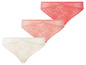 Drie paar roze en beige kant-onderbroeken.