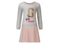 Grijs sweatshirtjurk met roze geplooide rok en 'G is for Gorgeous' print.
