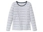 Wit gestreept longsleeve shirt met zwarte en blauwe strepen.