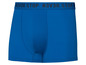 Blauwe boxershorts met 'N3V3R STOP' band.
