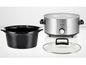 Een slowcooker van Silvercrest met een glazen deksel en een zwarte keramische binnenpot.