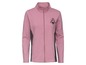 Roze damesjack met rits en logo.