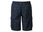 Donkerblauwe cargo shorts met elastiek in de taille.