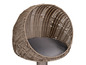 Wicker kattenbed met grijs kussen