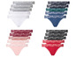 Set met 6 string-onderbroeken met kant in verschillende kleuren.