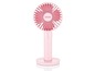 Een roze handzame ventilator van UNOLD.