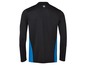 Zwart sport shirt met blauwe details.